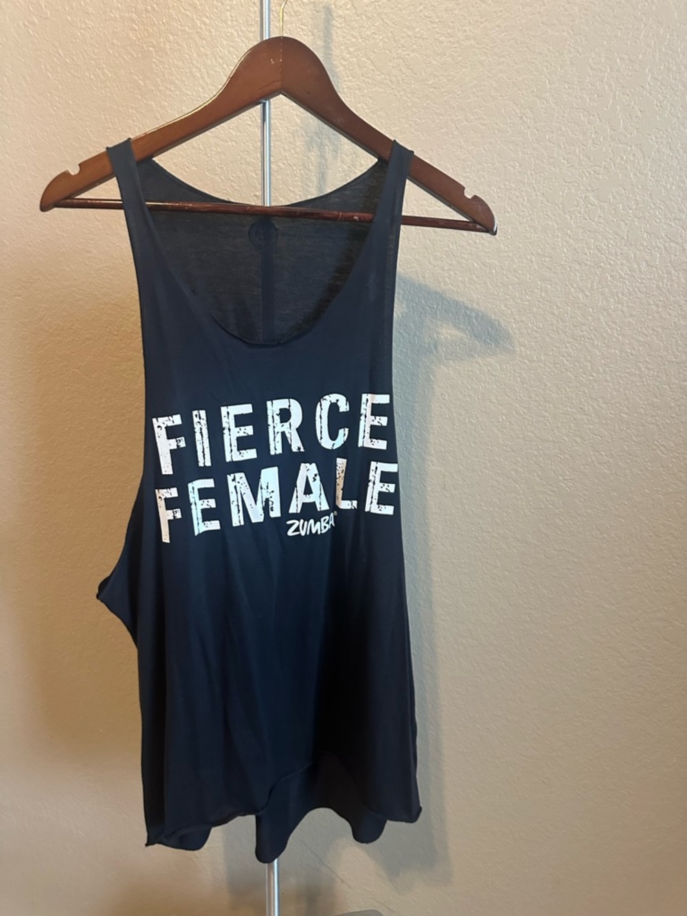 Zumba Fitness Black Tank Top with White FIERCE FEMALE Graphic